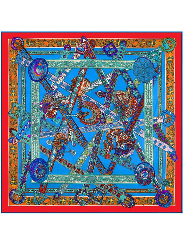 Unicorn Song-0165 Twill Silk & Polyester 130*130 Scarf Kerchief