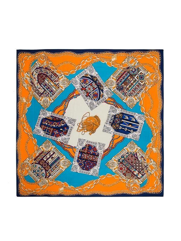 Flagon Poker Chain Pattern-fsd5-4 Twill Silk & Polyester 130*130 Scarf Kerchief