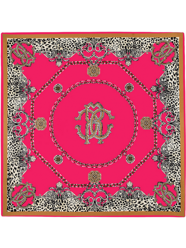 Leopard Chain Metal-0126 Twill Silk & Polyester 130*130 Scarf Kerchief