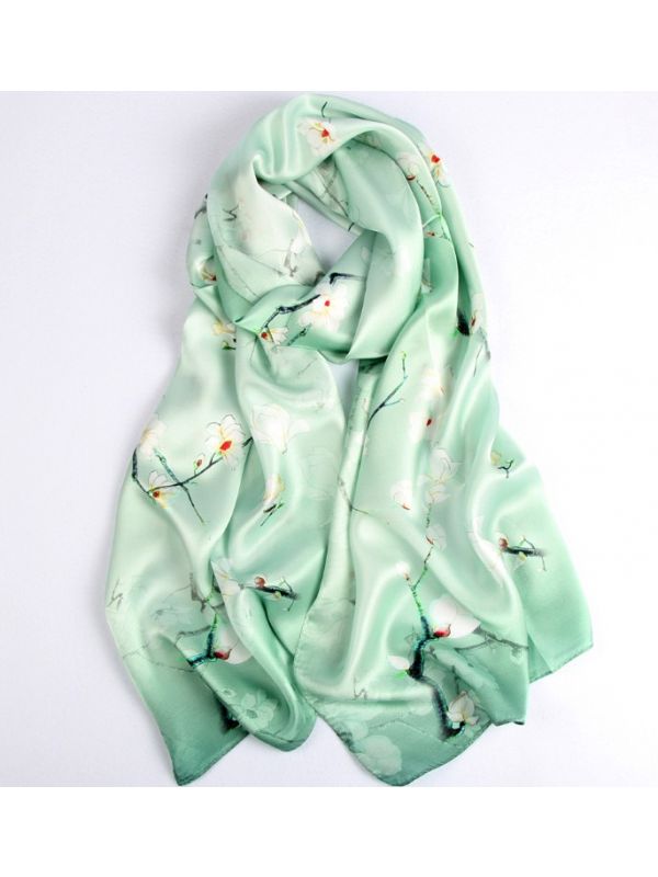 Primary Spring Silk Charmeuse Fabric Digital Painting Scarves Shawls 180*55cm