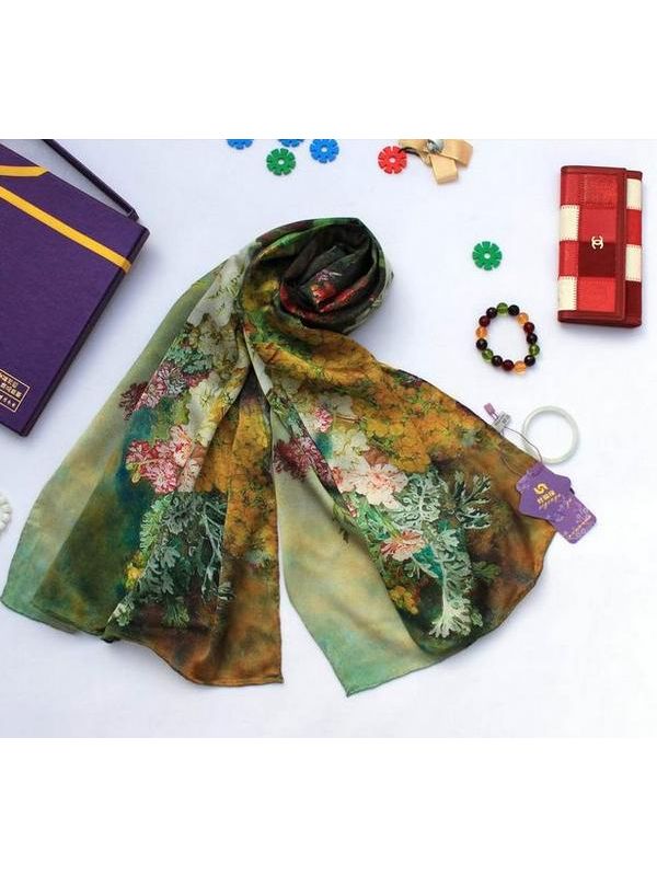 Digital Print Long Silk Scarf 87002
