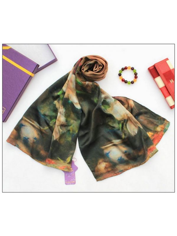 Digital Print Long Silk Scarf 87010