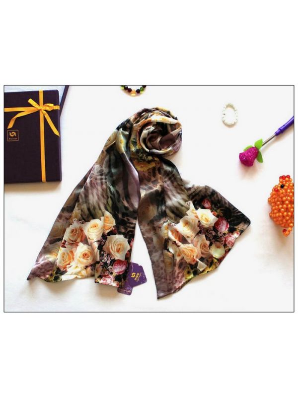 Digital Print Long Silk Scarf 87011