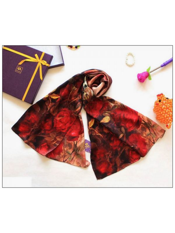 Digital Print Long Silk Scarf 87017