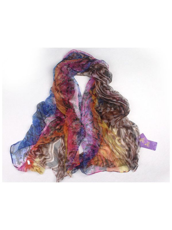 Zebra-Stripe 100% Silk Scarf Shawl-32024