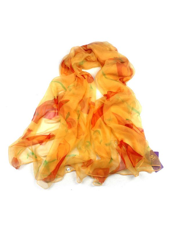 Maple Leaves 100% Silk Scarf Shawl-32033