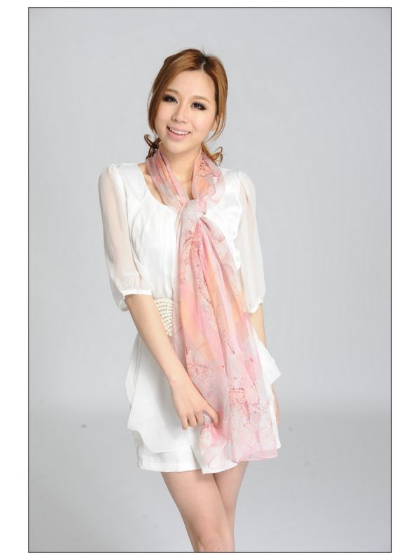 Printed Long Silk Scarf 02004