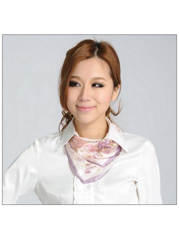 Flower Small Square Silk Scarf 33010