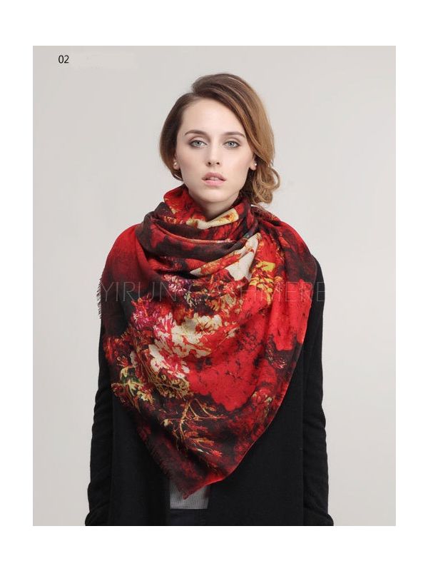 Printing 100%Pure wool Scarf-SWW718-2