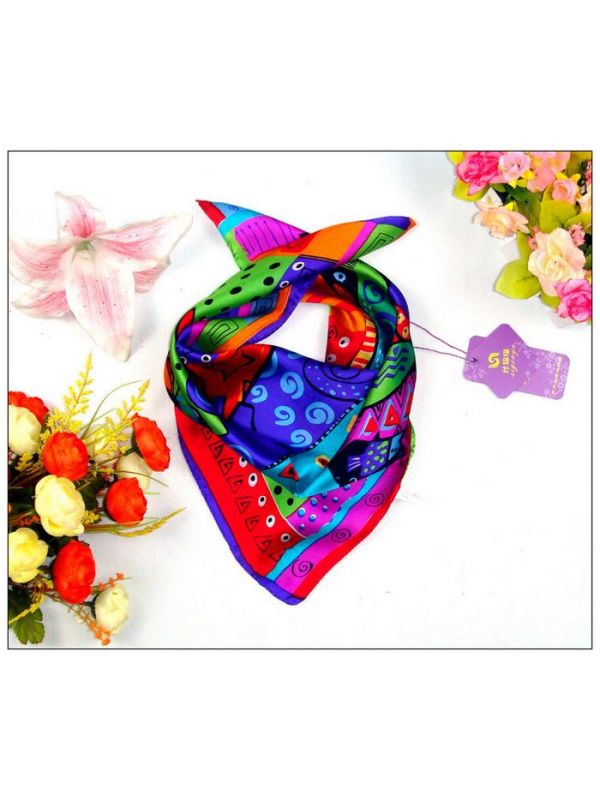 Cat Small Square Silk Scarf 33097