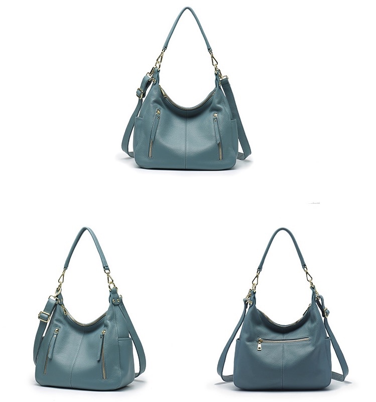 Wholesale Zipper Soft Top Grain Genuine Leather Shoulder Bag